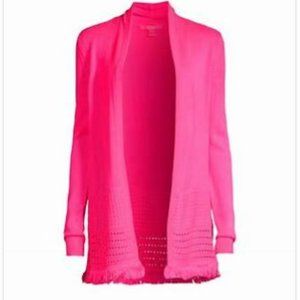 NWT Lilly Pulitzer Noble Fringe Cardigan in Pink Isle
